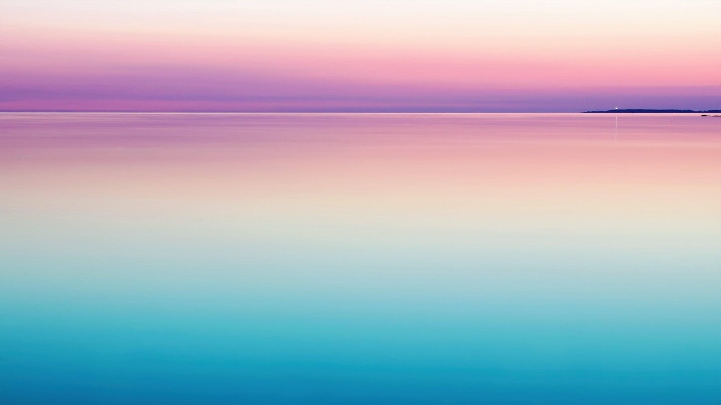 Pastel Pink Sunset Ocean Wallpaper Mural - Tropical Calm Waters. #6603