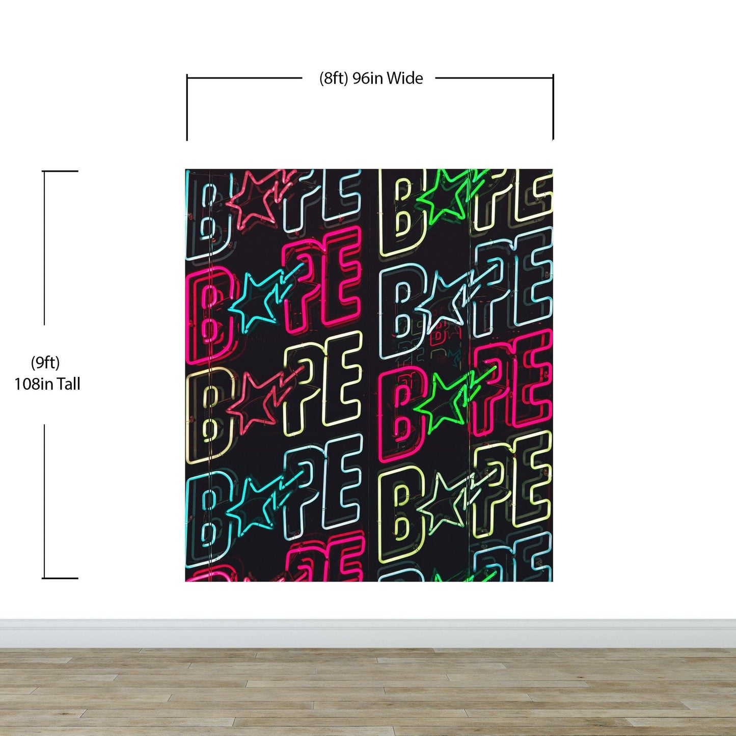 Neon Bape Brand Lights Wallpaper Mural. Streetwear Hype Beast Aesthetics. #6604