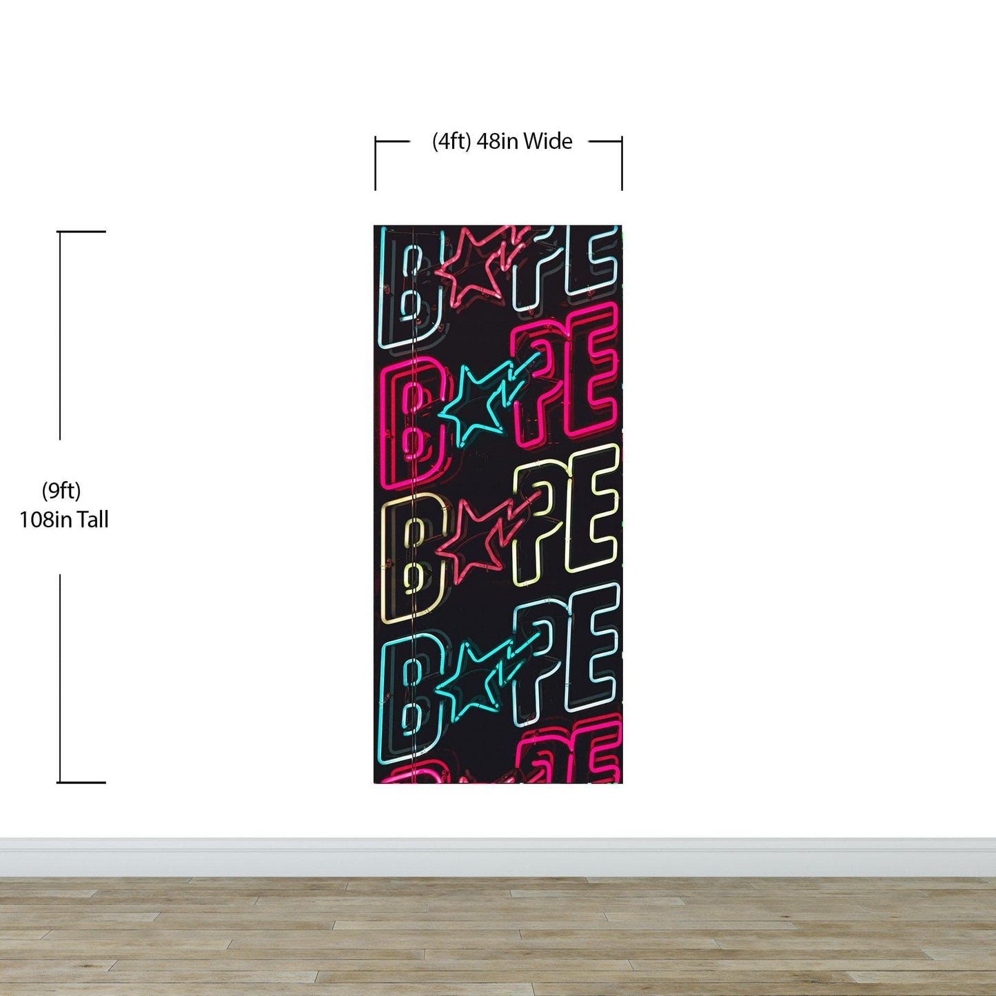 Neon Bape Brand Lights Wallpaper Mural. Streetwear Hype Beast Aesthetics. #6604