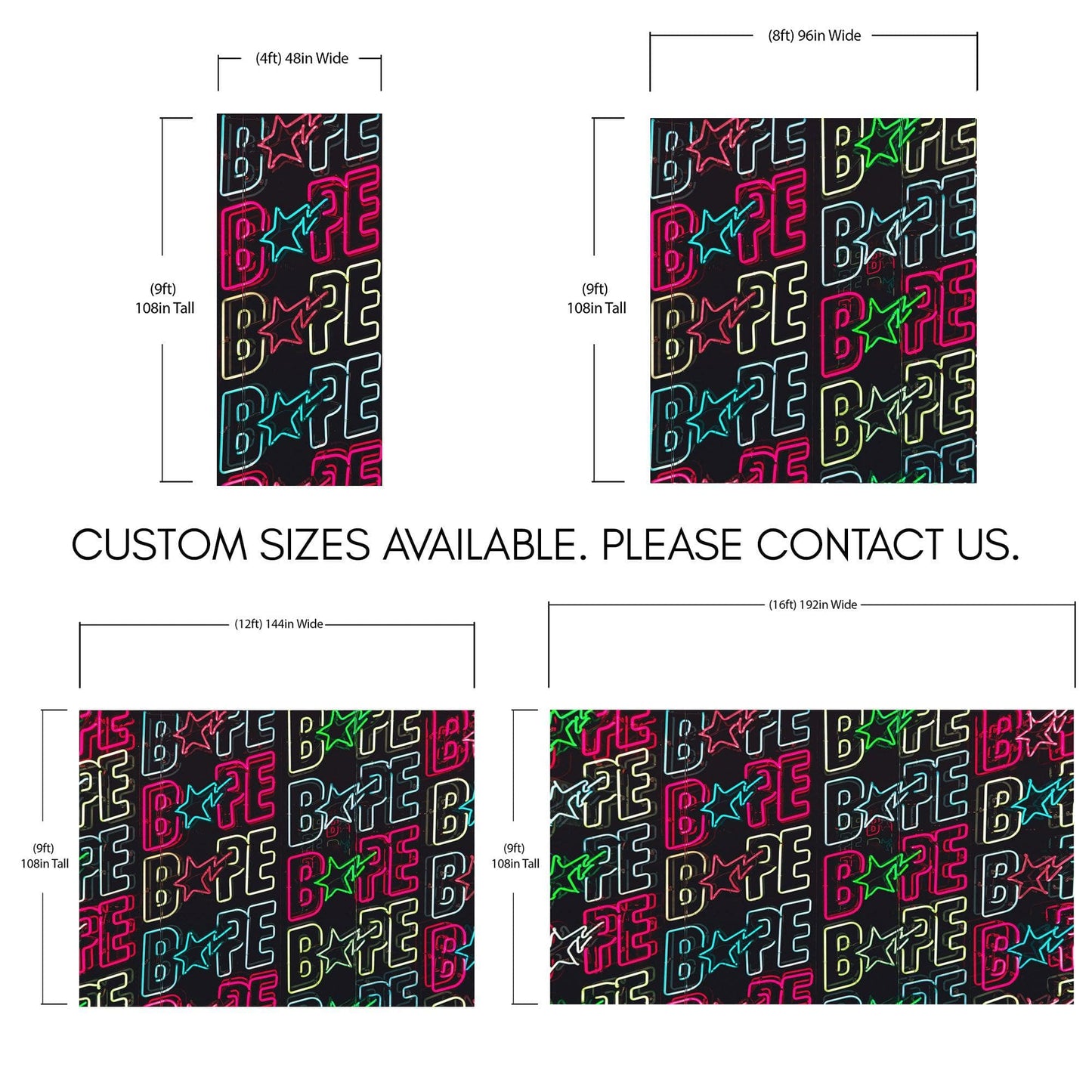 Neon Bape Brand Lights Wallpaper Mural. Streetwear Hype Beast Aesthetics. #6604