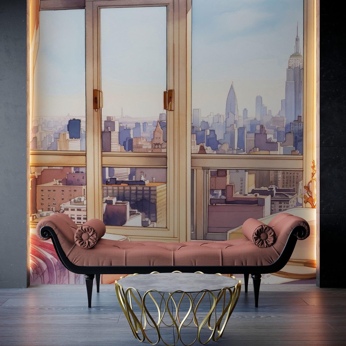New York City Penthouse View Wallpaper Mural. #6660