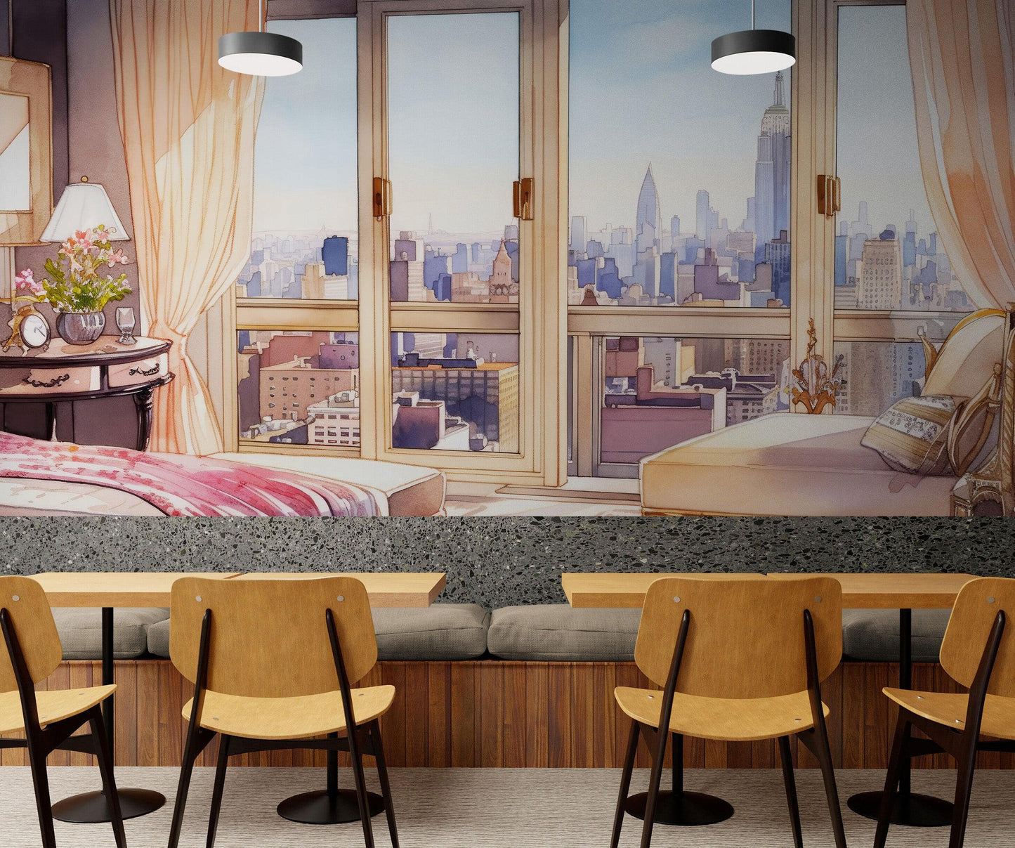 New York City Penthouse View Wallpaper Mural. #6660