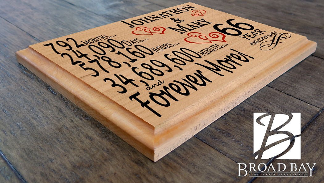 Personalized 66th Anniversary Gift – Custom Wood Keepsake for Husband, Wife, or Couple