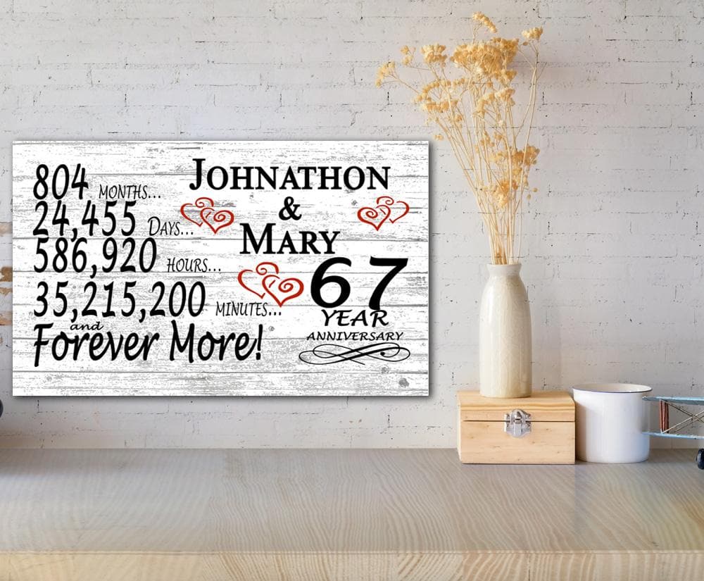 67 Year Anniversary Gift Personalized 67th Wedding Anniversary Present For Couple