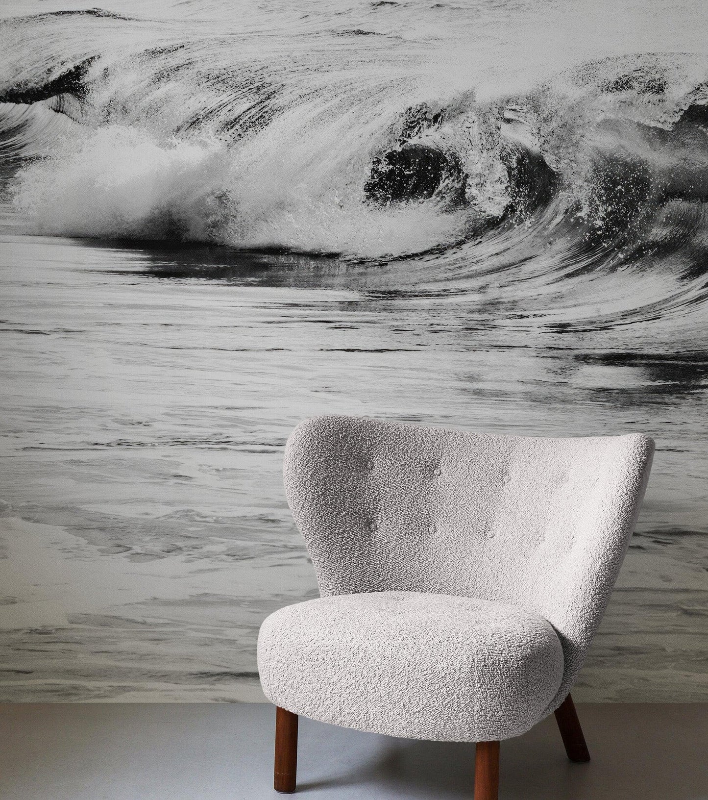 Ocean Wave Wallpaper. Black and White Surf Theme Wall Mural. #6709