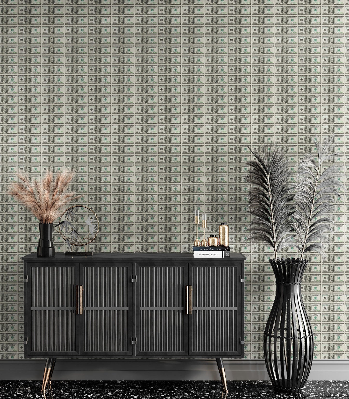 100 Dollar Bill Wallpaper Mural. Cash Money Wall Mural. #6713