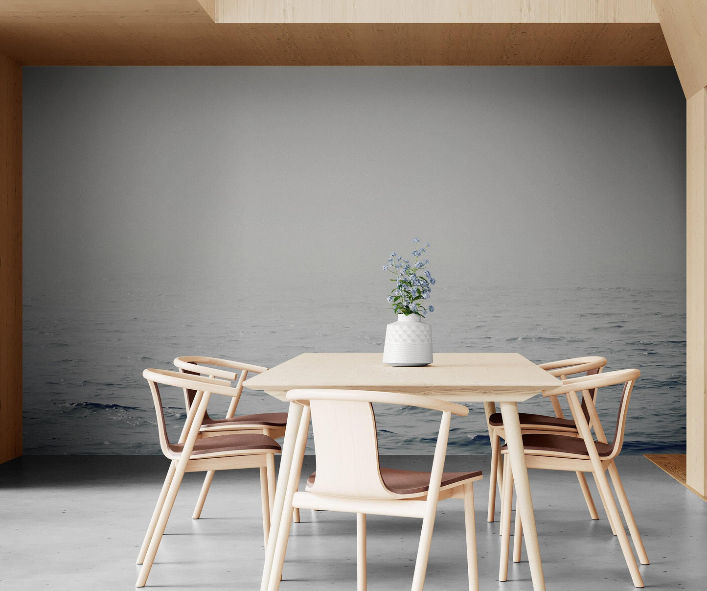 Serene Foggy Ocean Waves Wallpaper Mural. #6859