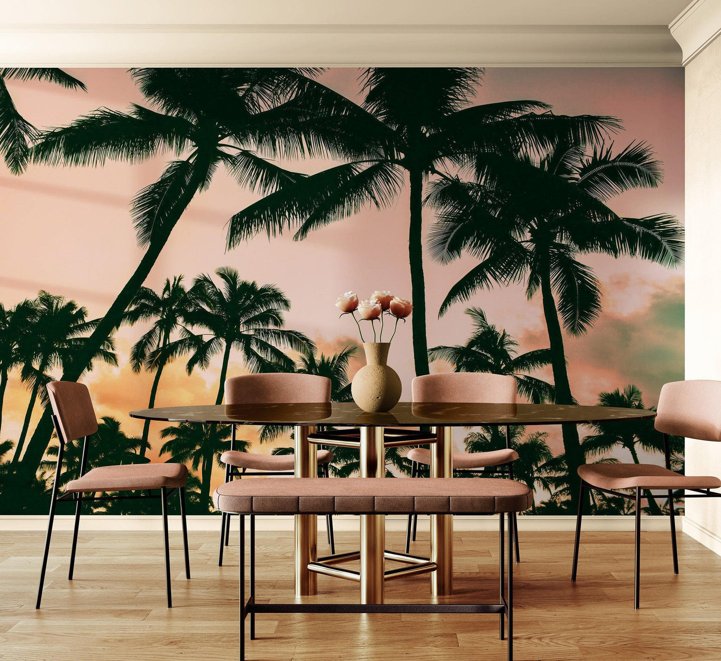 Sunset Wallpaper Mural. Palm Trees Tropical Vibe. #6871