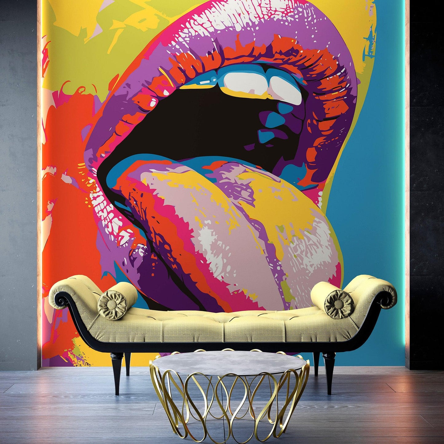 Glamour Chic Pop Art. Sexy Girl with Tongue Out Wall Mural. #6875