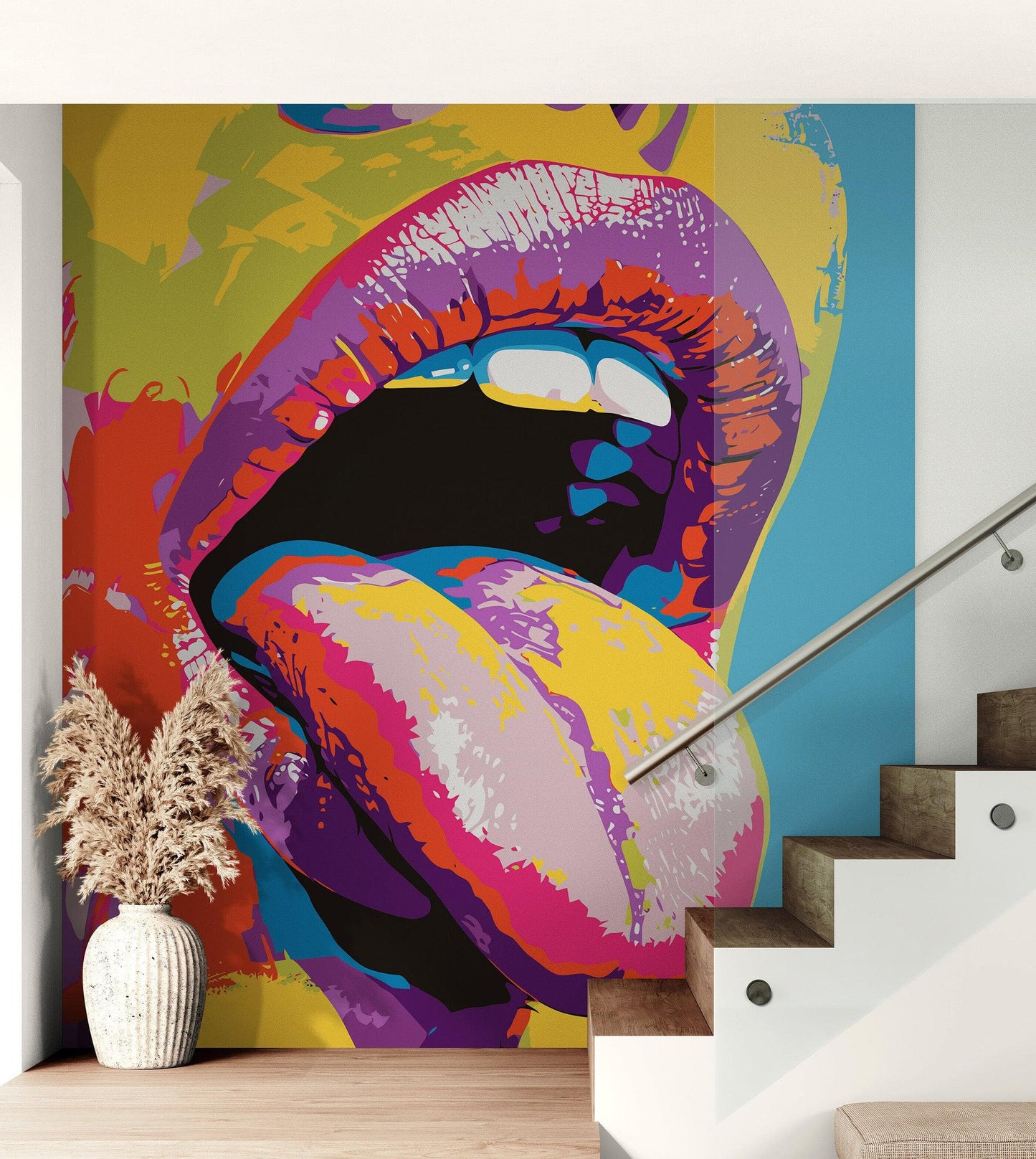 Glamour Chic Pop Art. Sexy Girl with Tongue Out Wall Mural. #6875