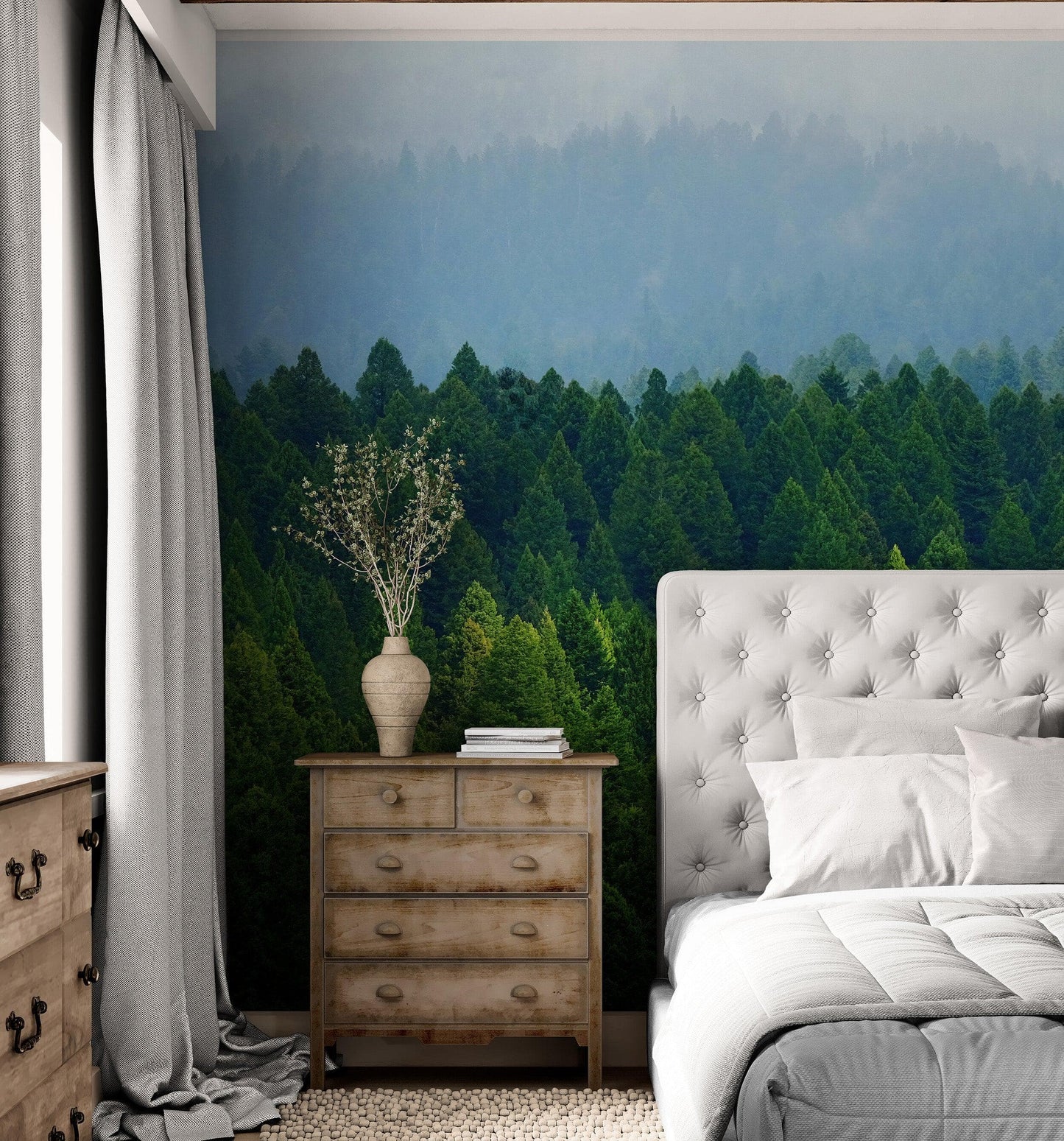 Green Forest Wallpaper Mural. Scenic Landscape Wall Mural. #6894