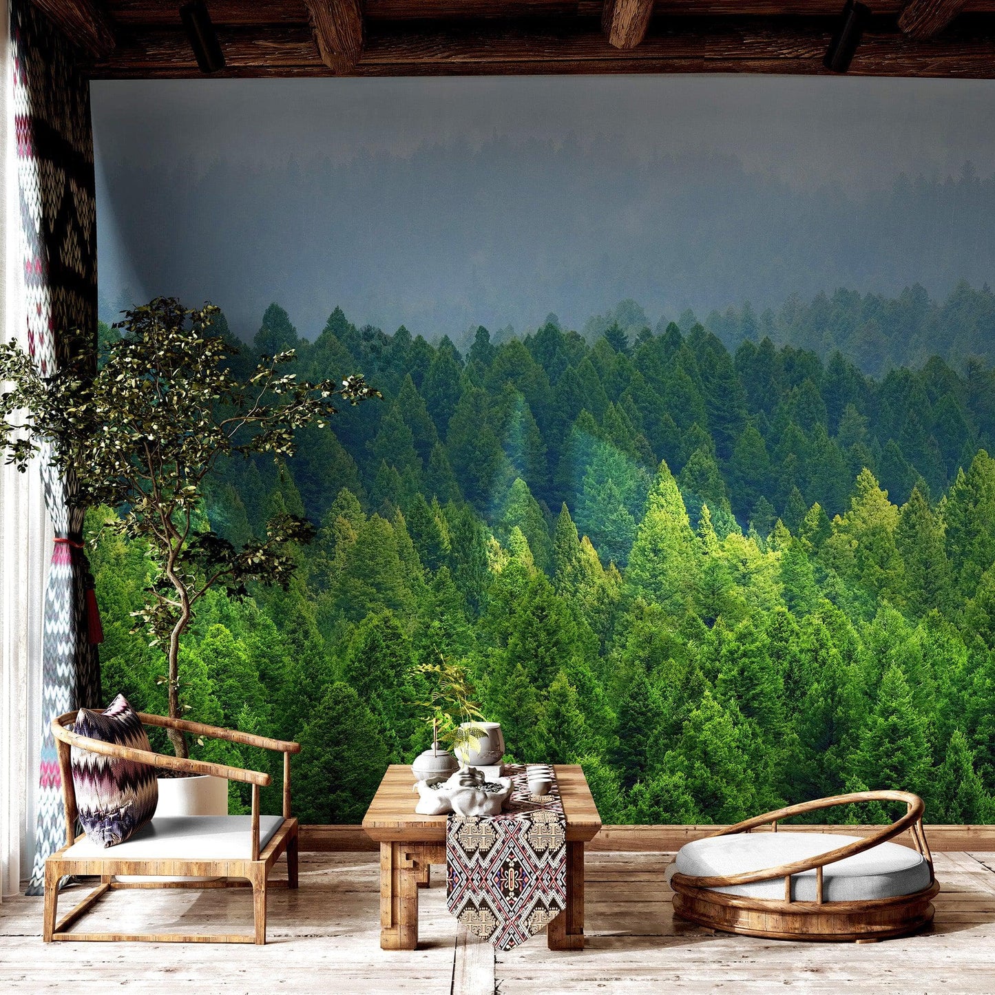 Green Forest Wallpaper Mural. Scenic Landscape Wall Mural. #6894