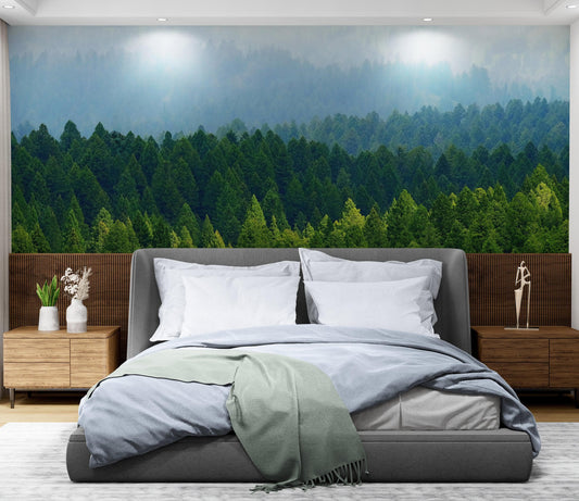 Green Forest Wallpaper Mural. Scenic Landscape Wall Mural. #6894