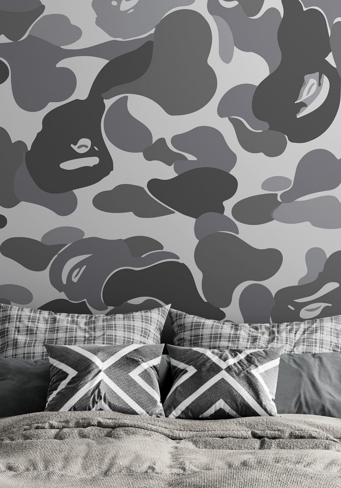 Bape Camo Wallpaper Mural. Grey Camo Streetwear Hype Beast Aesthetics. #6901