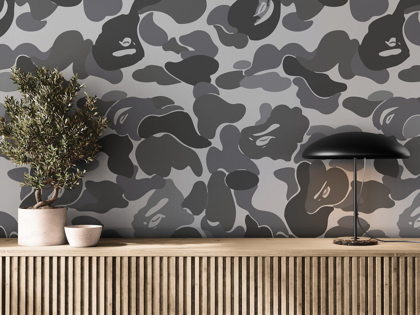 Bape Camo Wallpaper Mural. Grey Camo Streetwear Hype Beast Aesthetics. #6901