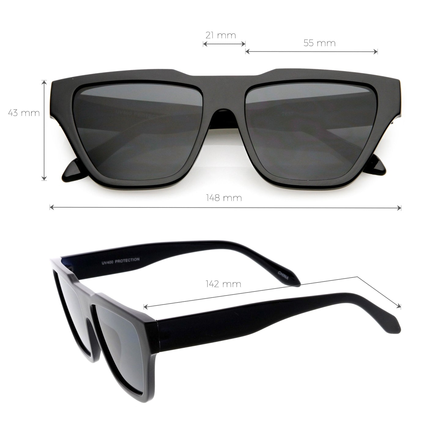 Retro Modern Horned Rim Flat Top Square Aviator Sunglasses C920