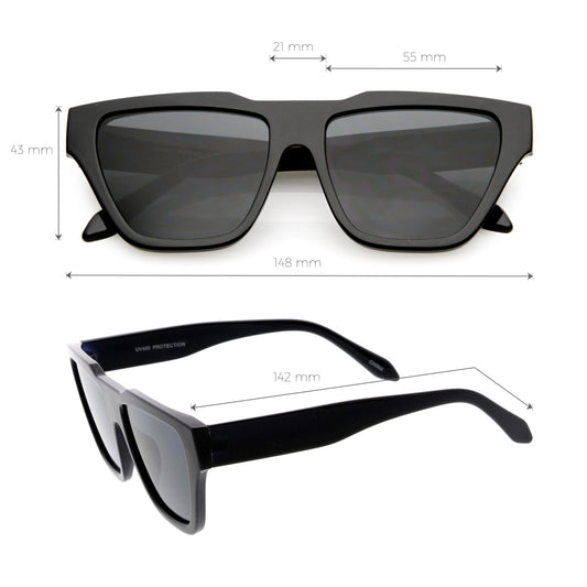 Retro Modern Horned Rim Flat Top Square Aviator Sunglasses C920