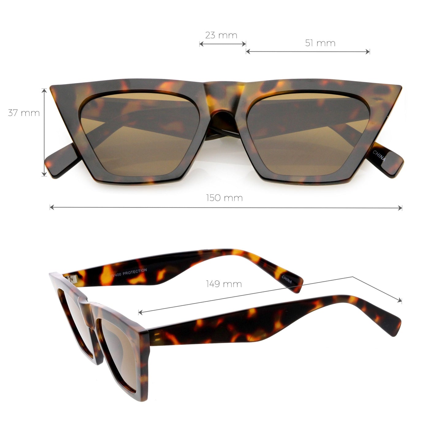 Women's Retro Oversize Wide Pointed Cat Eye Sunglasses C921