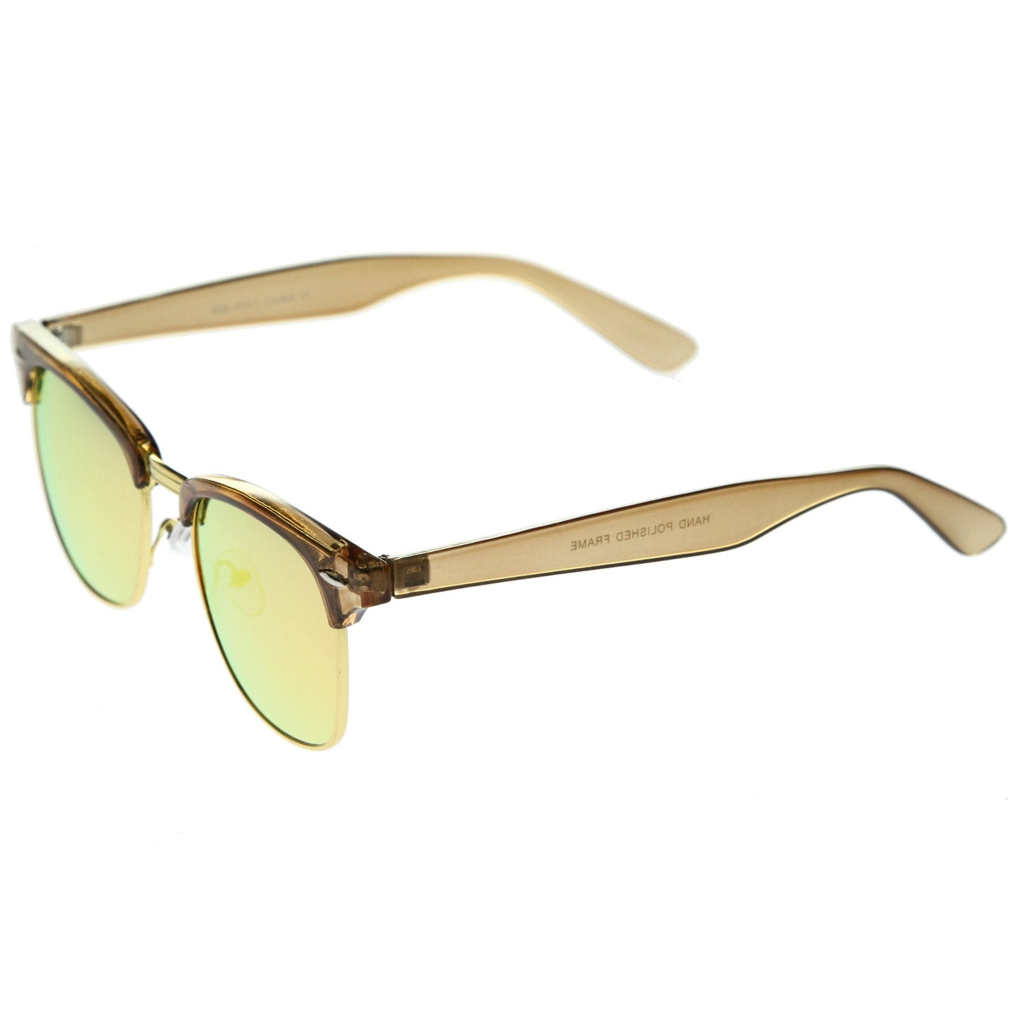 Retro Modern Horned Rim Half Frame Mirrored Lens Sunglasses A031