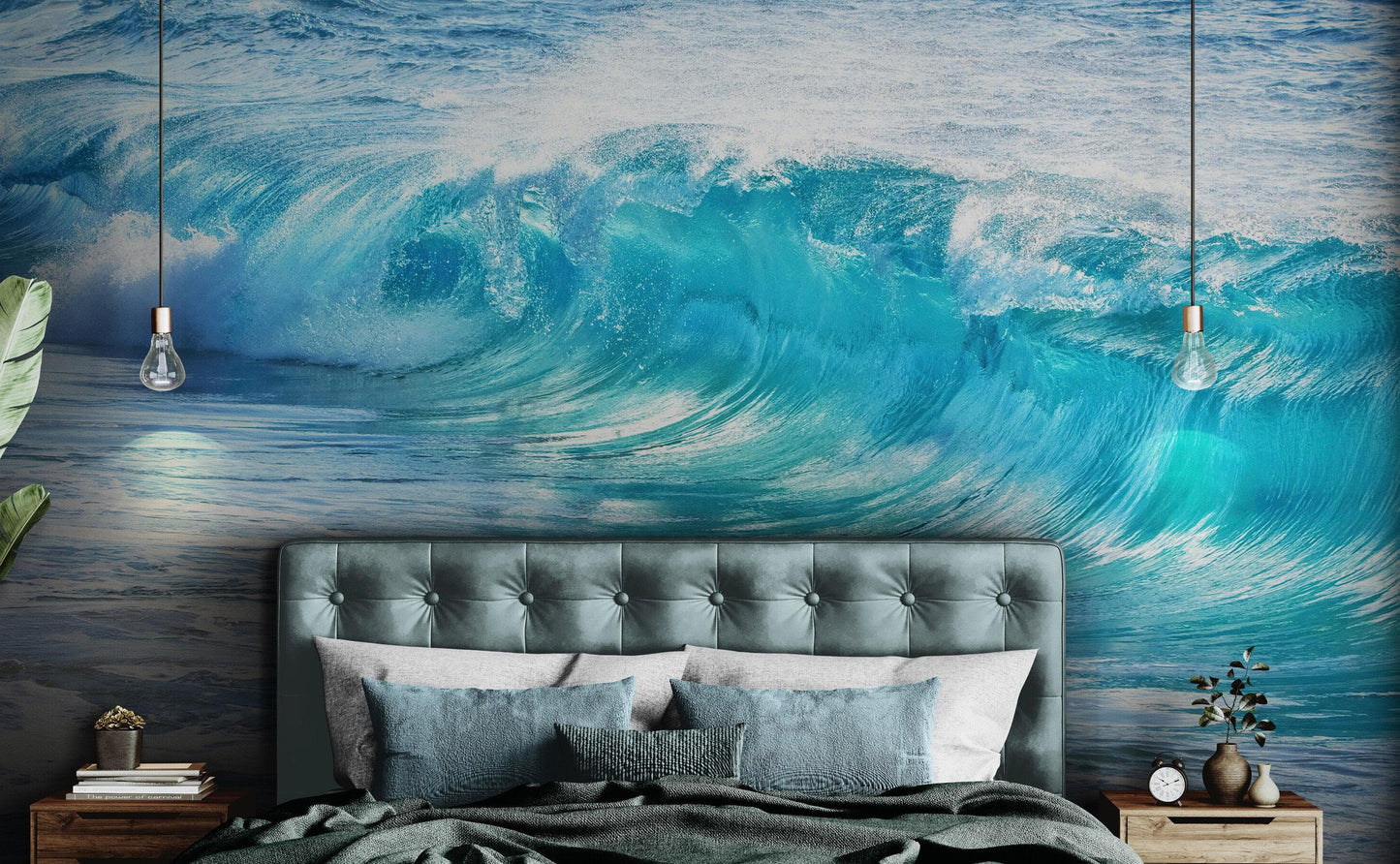 Turquoise Ocean Wave Wallpaper. Surf Ocean Wave Wall Mural. #6924