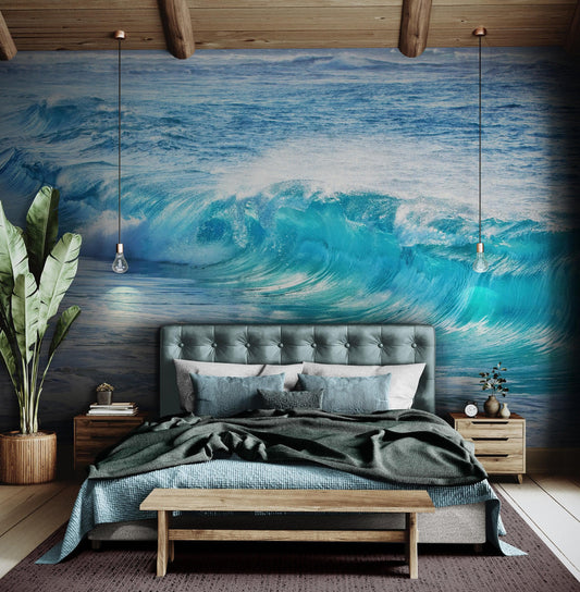Turquoise Ocean Wave Wallpaper. Surf Ocean Wave Wall Mural. #6924