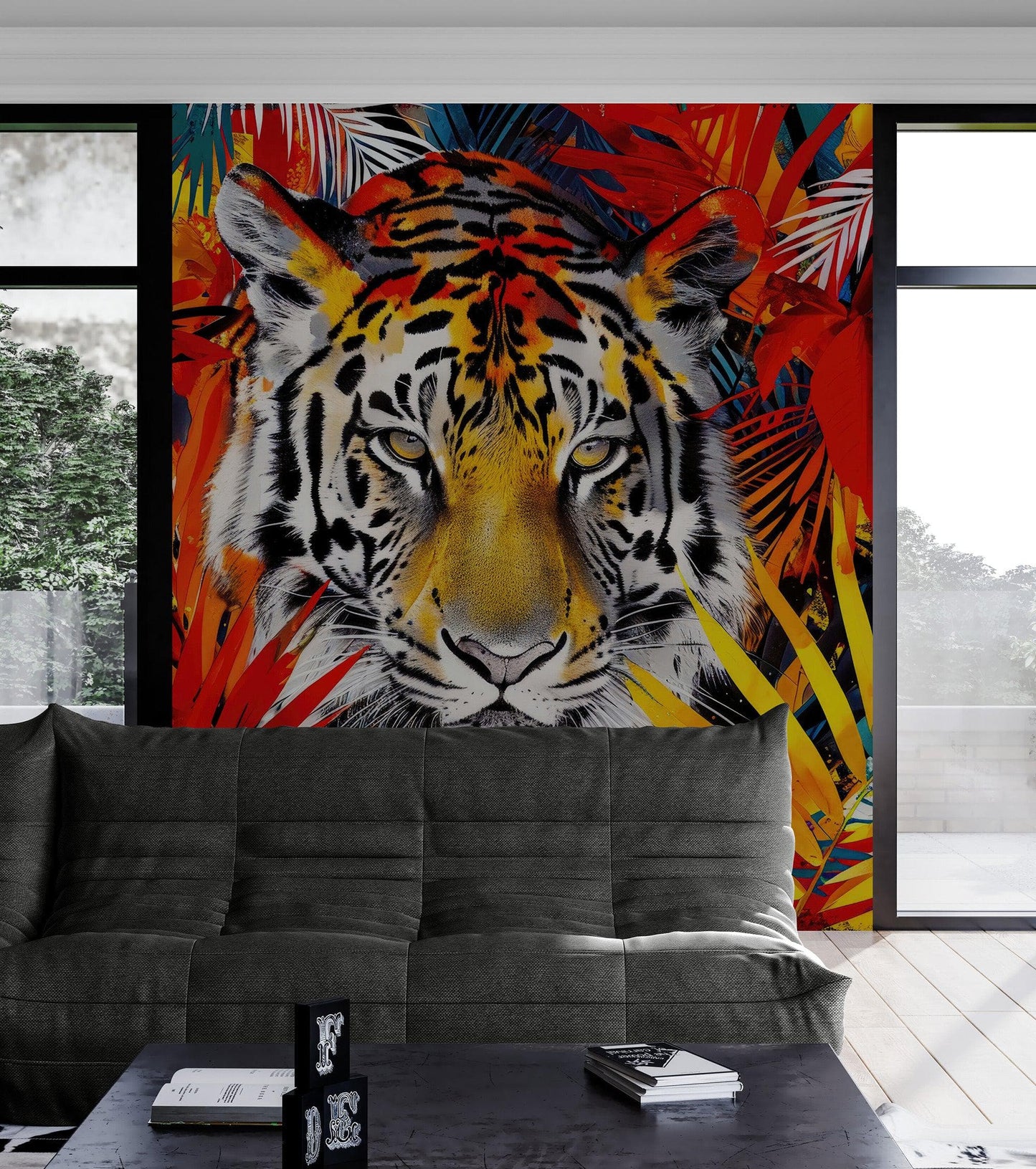 Glamour Chic Colorful Jungle Tiger Wall Mural. #6926