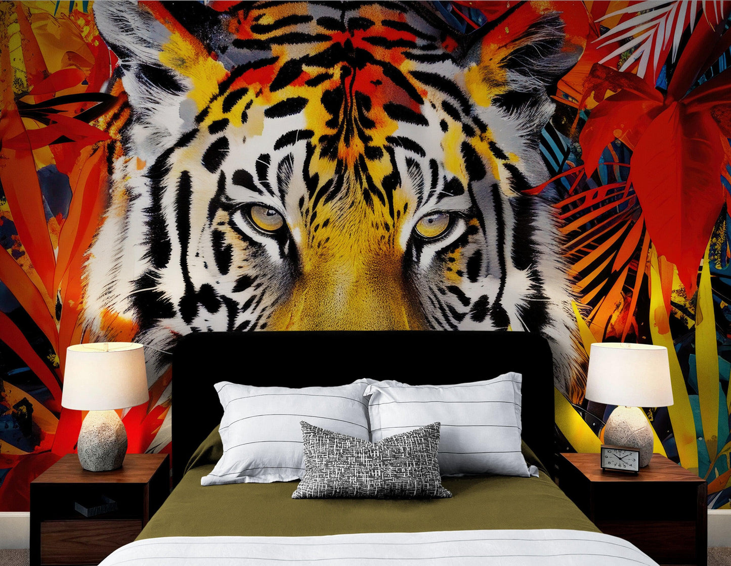 Glamour Chic Colorful Jungle Tiger Wall Mural. #6926