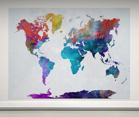 World Map Watercolor Wallpaper – Color Splash Wall Mural. #6947