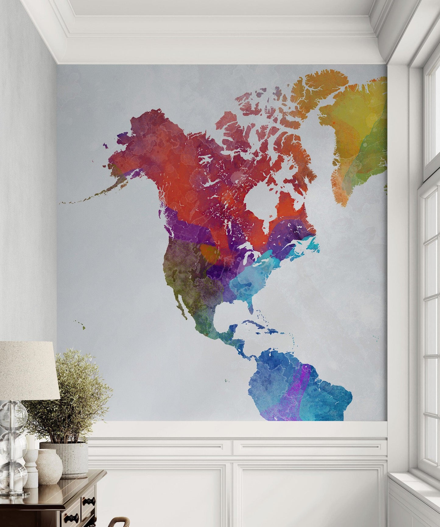 World Map Watercolor Wallpaper – Color Splash Wall Mural. #6947