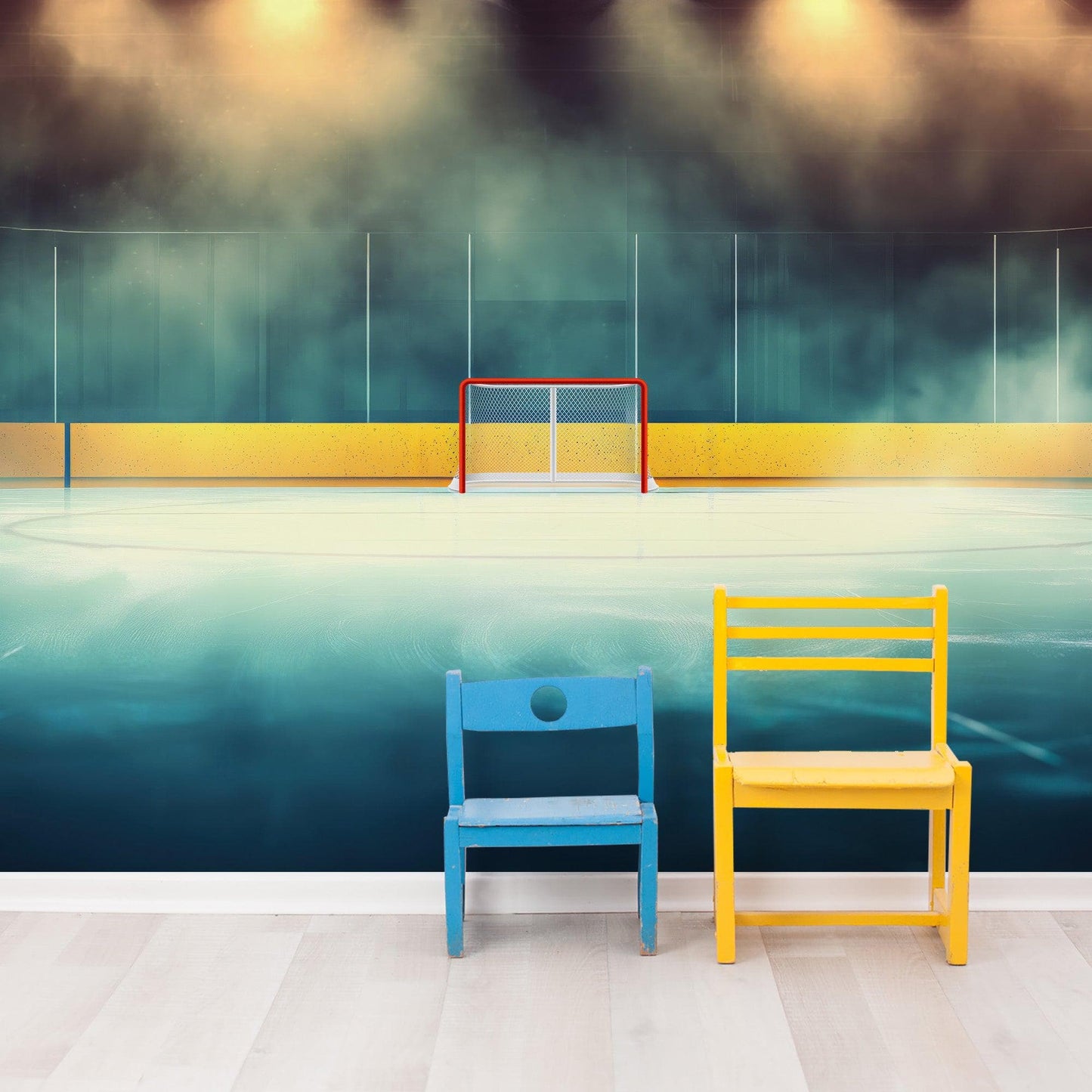 Hockey Rink Wallpaper Mural. Sports Theme Decor. #6958