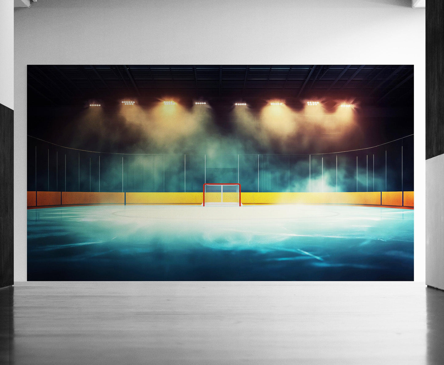 Hockey Rink Wallpaper Mural. Sports Theme Decor. #6958