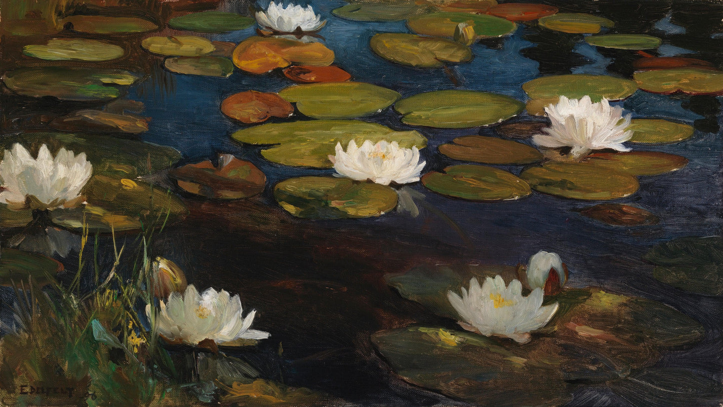 Albert Edelfelt Water Lilies Painting Wallpaper Mural. #6963