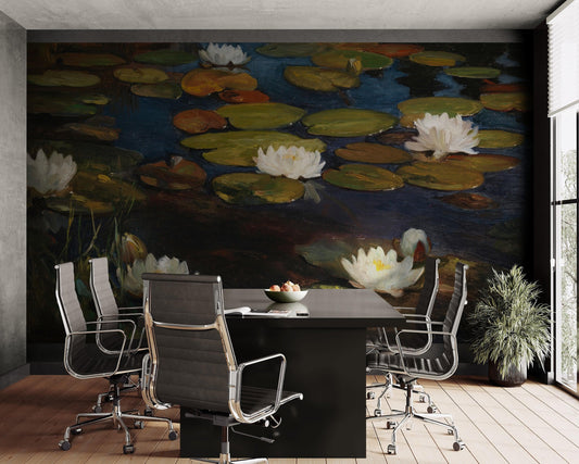Albert Edelfelt Water Lilies Painting Wallpaper Mural. #6963