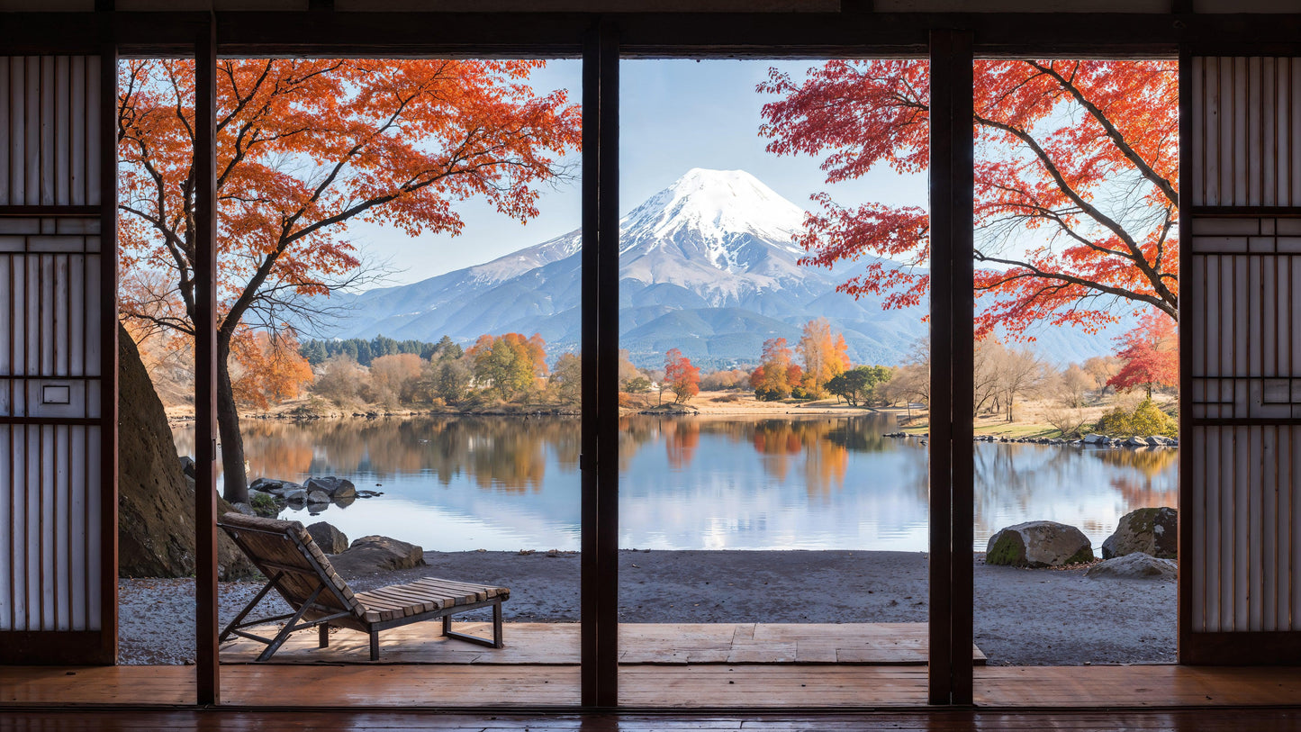 Scenic Lake View with Mount Fuji 3D Wallpaper Mural. #6988