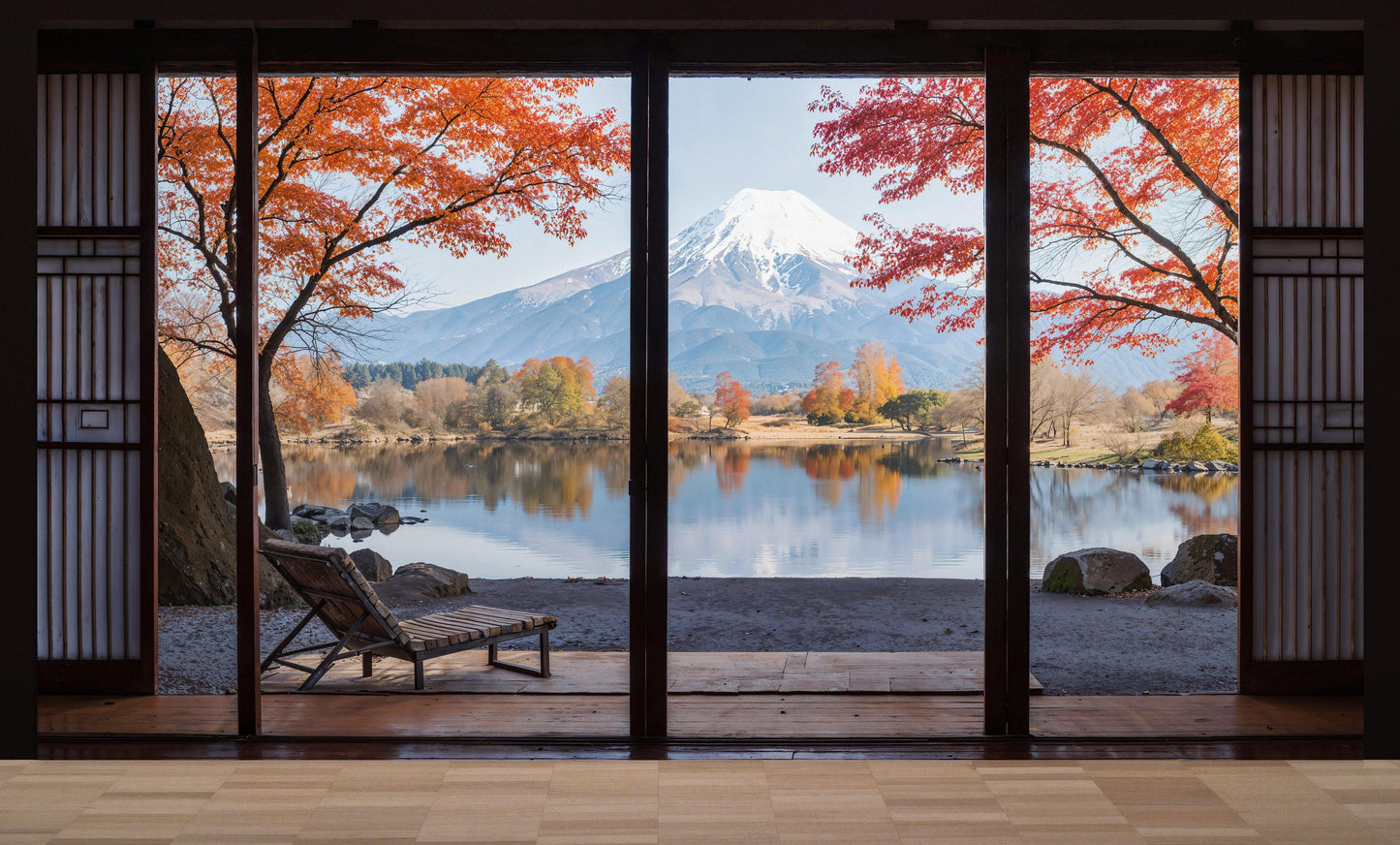 Scenic Lake View with Mount Fuji 3D Wallpaper Mural. #6988