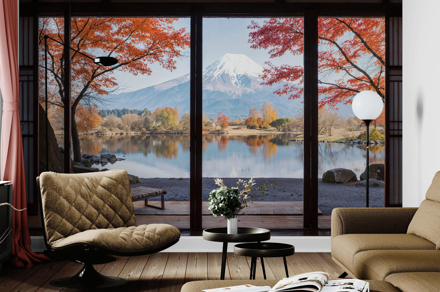 Scenic Lake View with Mount Fuji 3D Wallpaper Mural. #6988