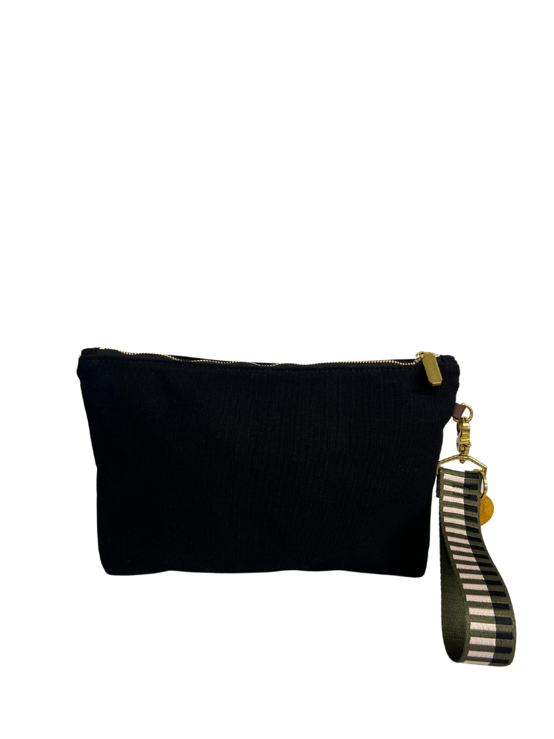 General | Black Canvas + Geo Olive Wristlet Strap