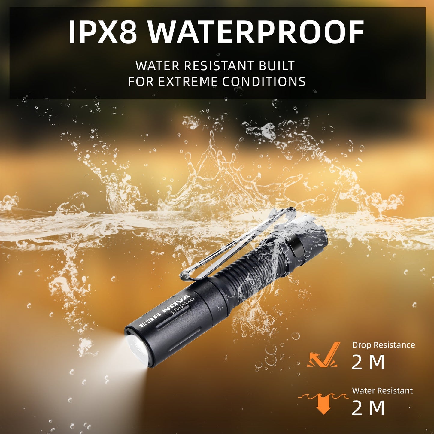 E3R Nova- 820 Lumen Rechargeable Flashlight