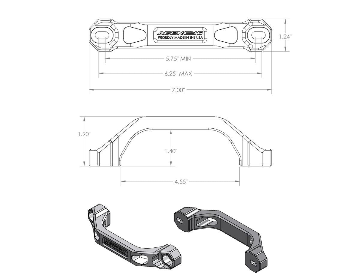 Agency 6 Billet Grab Handles 6" - Pair