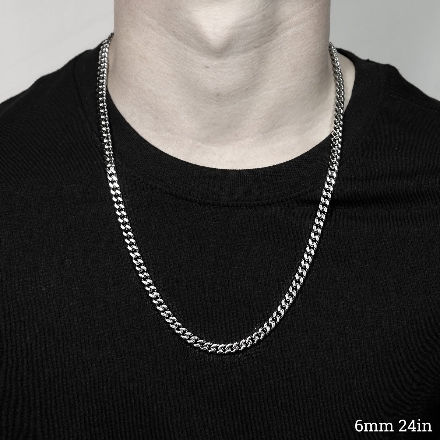 Stainless Steel Diamond Cut Curb Chain Necklace