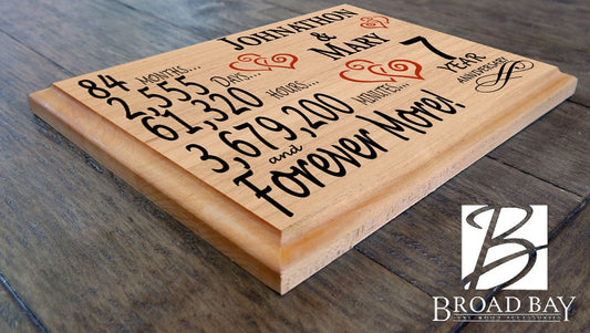 Personalized 7th Anniversary Gift – Custom Wood Keepsake for Husband, Wife, or Couple