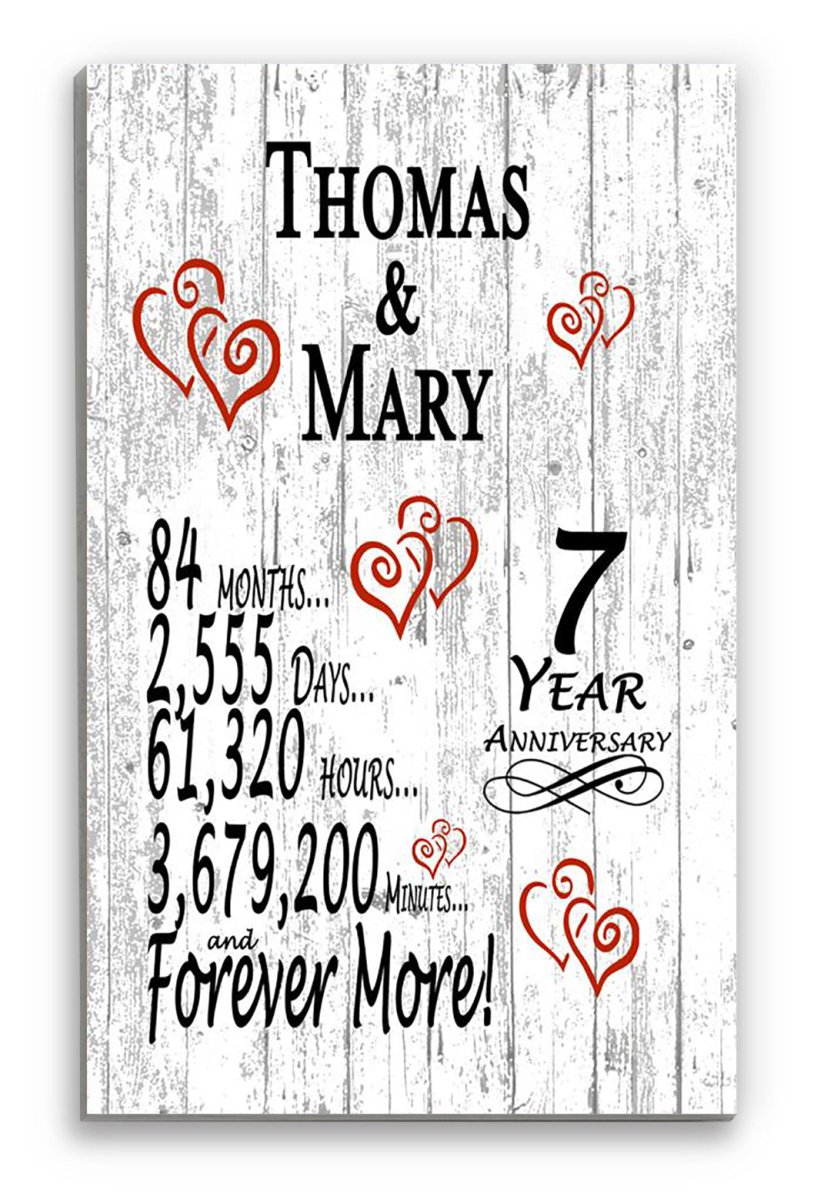 7 Year Anniversary Gift – Personalized 7th Anniversary Plaque with Custom Names