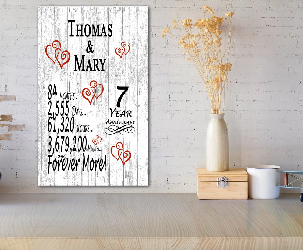 7 Year Anniversary Gift – Personalized 7th Anniversary Plaque with Custom Names