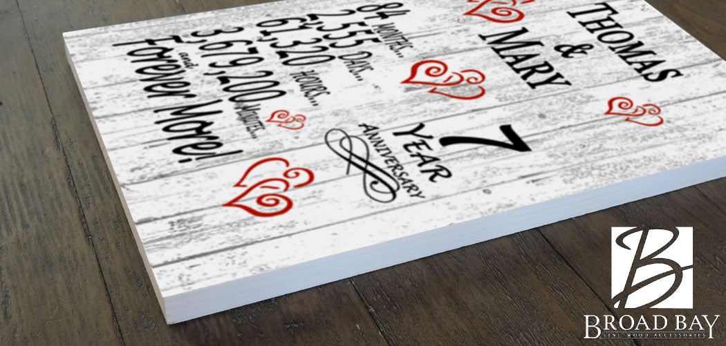 7 Year Anniversary Gift – Personalized 7th Anniversary Plaque with Custom Names