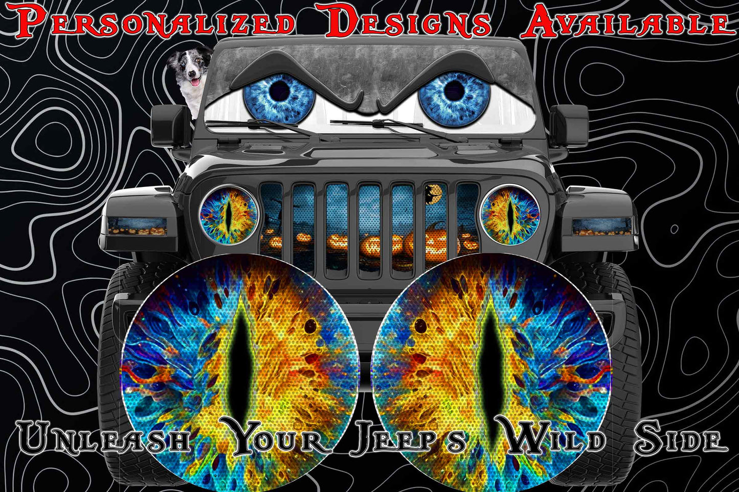 gold and blue moon cat eye for the headlight