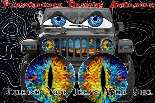 gold and blue moon cat eye for the headlight