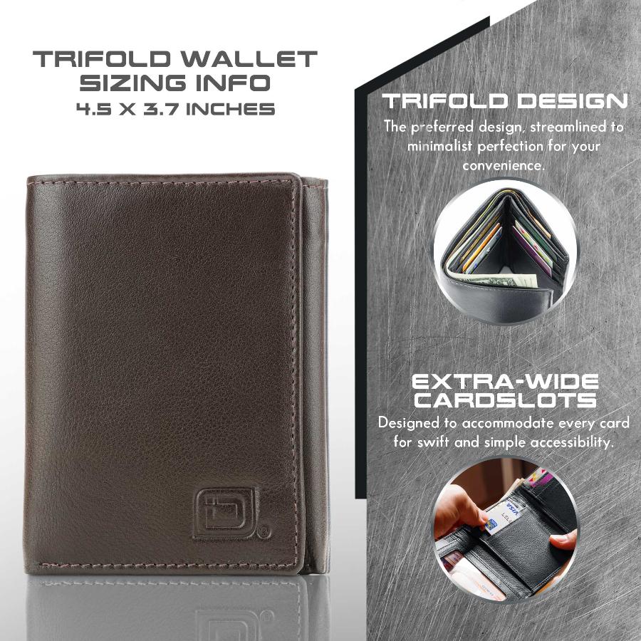 Mens RFID Wallet - Extra Capacity Trifold 7 slot with ID Window