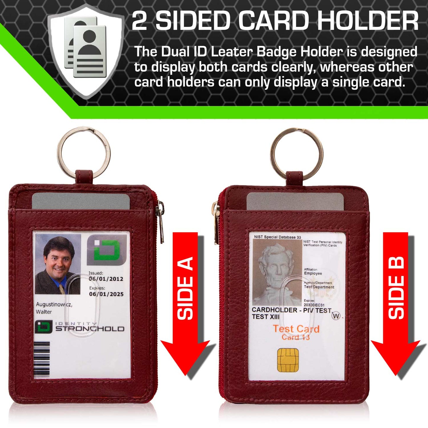 RFID Wallet Dual Portrait ID Leather Badge Holder