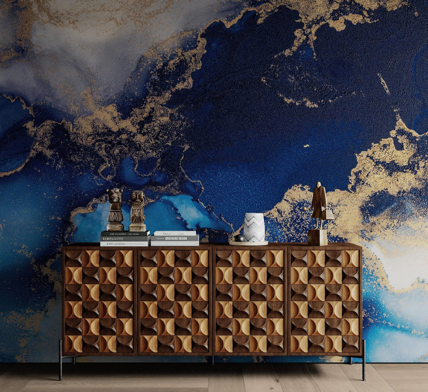 Sapphire Blue Marble Wallpaper Mural. #7008