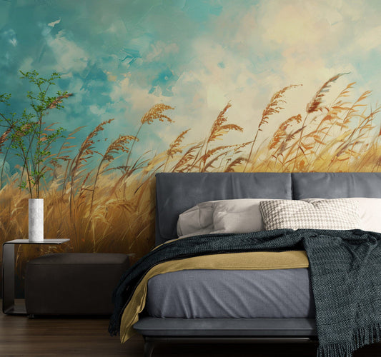 Wildgrass Wallpaper Mural. Rustic Country Farmhouse Theme. #7017
